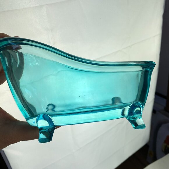 Bath and Body Works Aqua Glass Miniature Claw Foot Bath Tub - Picture 8 of 11